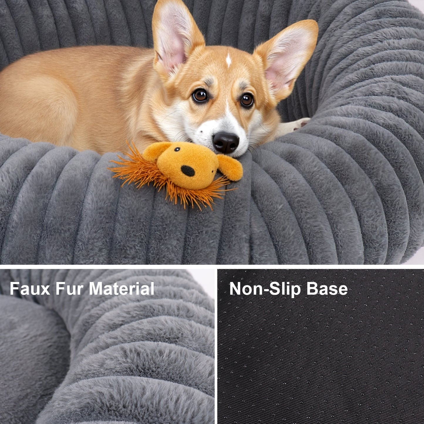 Calming Donut Dog Bed Anti-Anxiety for Small Medium Large Dogs