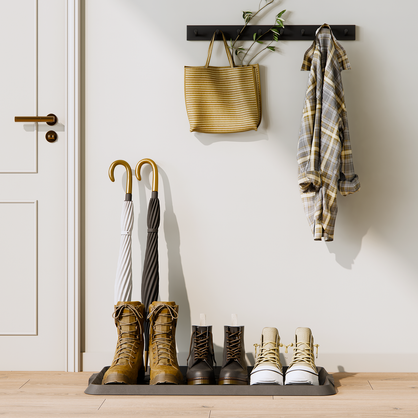 Rubber Boot Tray, Shoe Trays for Entryway with Raised Edge