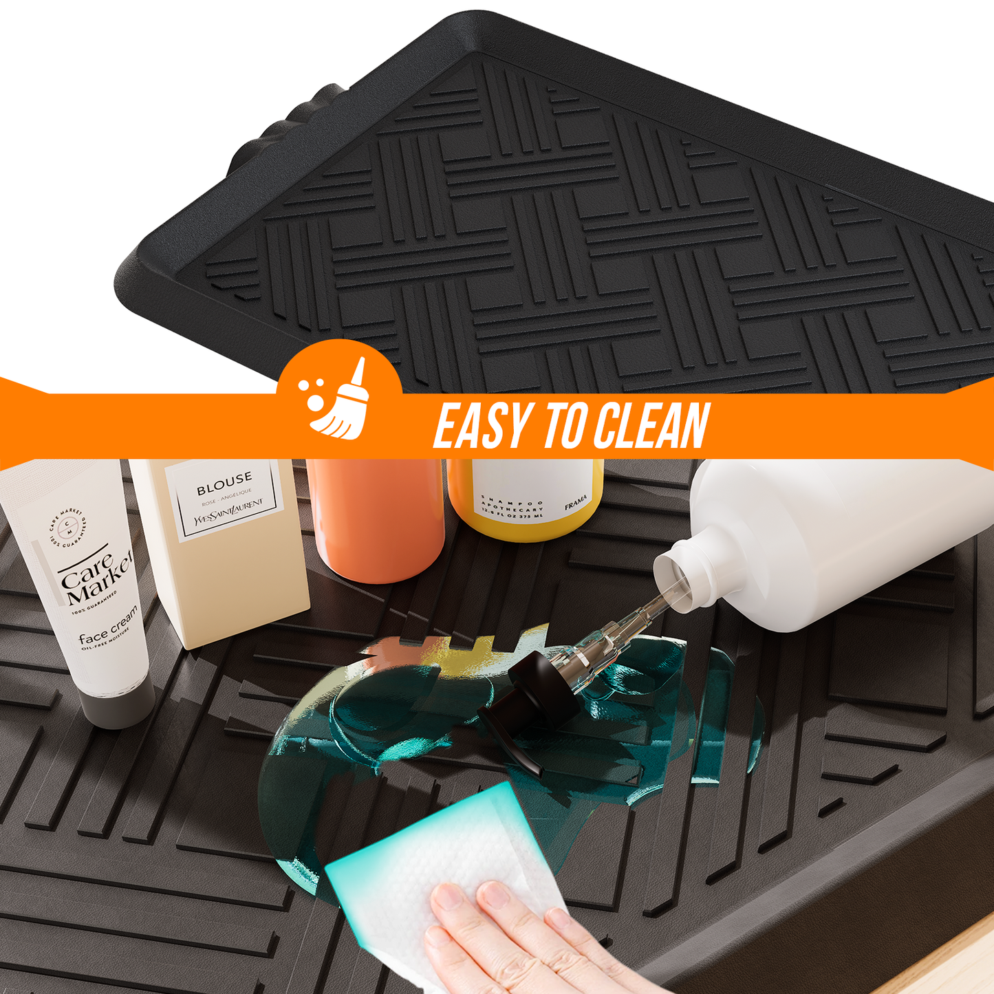 Rubber Boot Tray, Shoe Trays for Entryway with Raised Edge
