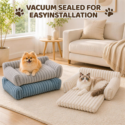 Foldable Plush Pet Sofa Bed for Dogs & Cats – Cozy Bolster, Washable Removable Cover