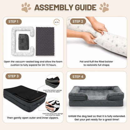 Cozy Orthopedic Sofa Dog Bed with High Back & Removable Washable Cover