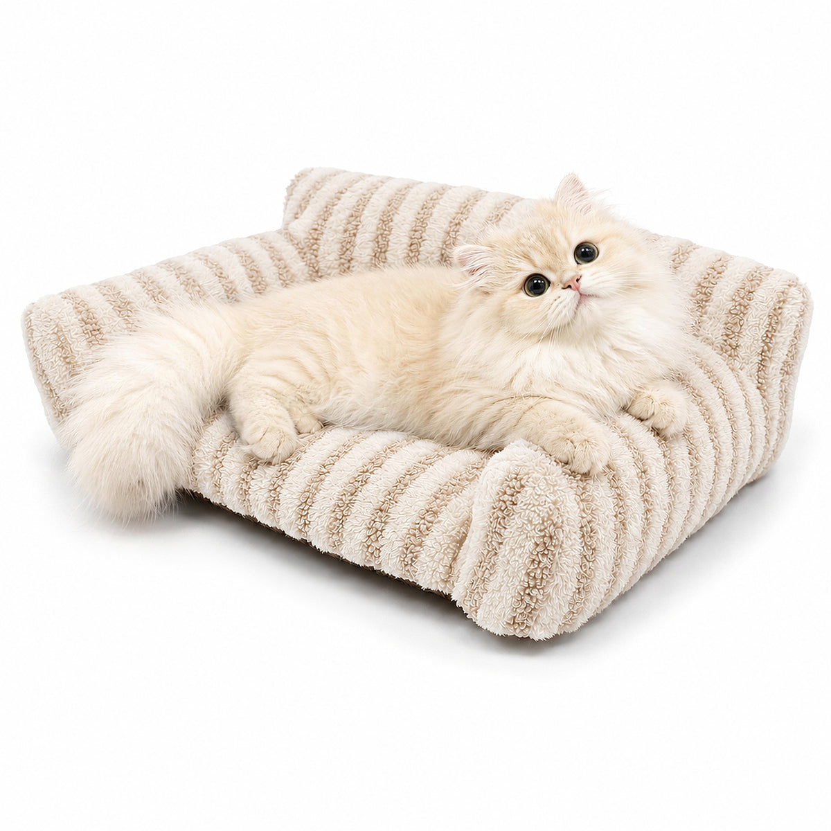 Foldable Plush Pet Sofa Bed for Dogs & Cats – Cozy Bolster, Washable Removable Cover