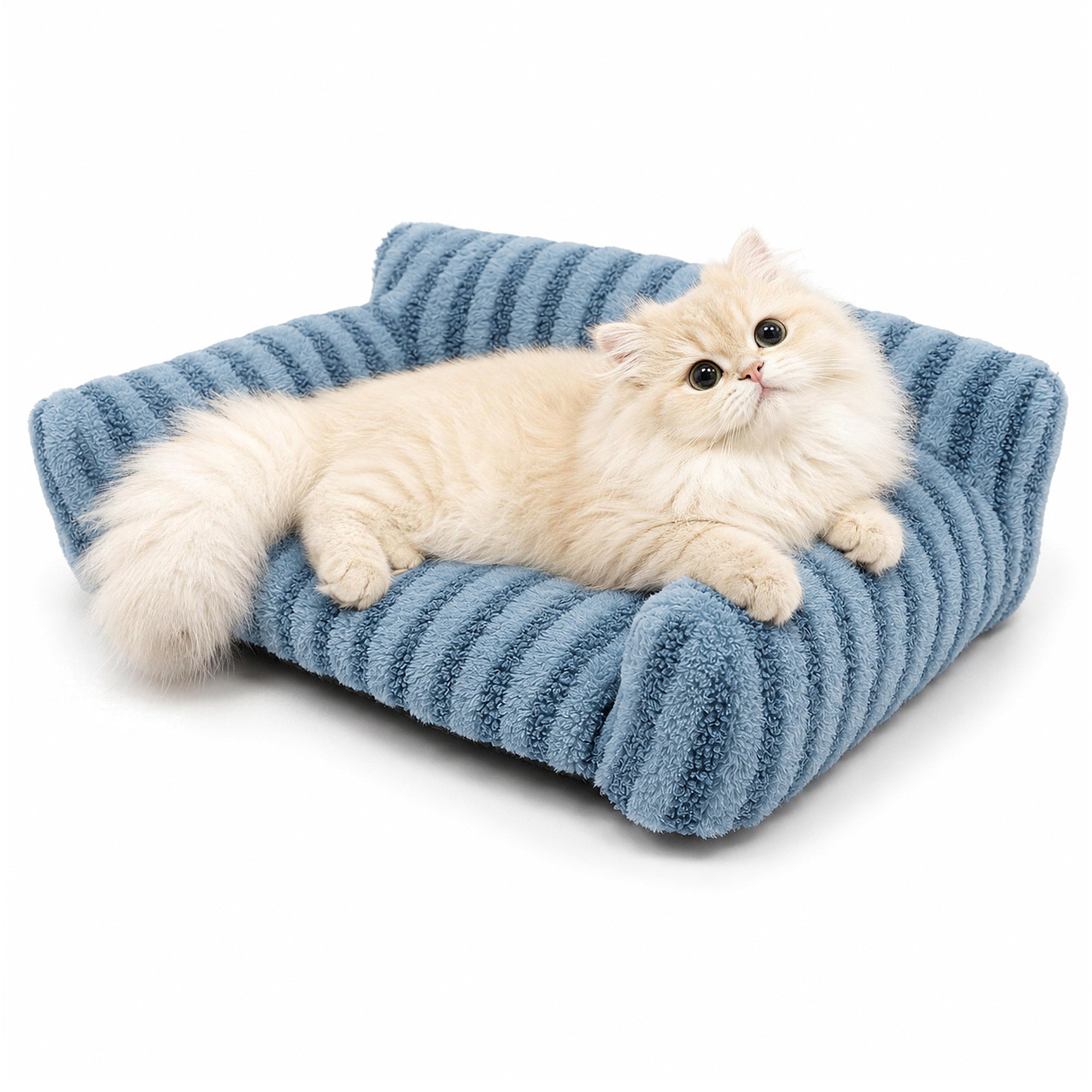Foldable Plush Pet Sofa Bed for Dogs & Cats – Cozy Bolster, Washable Removable Cover