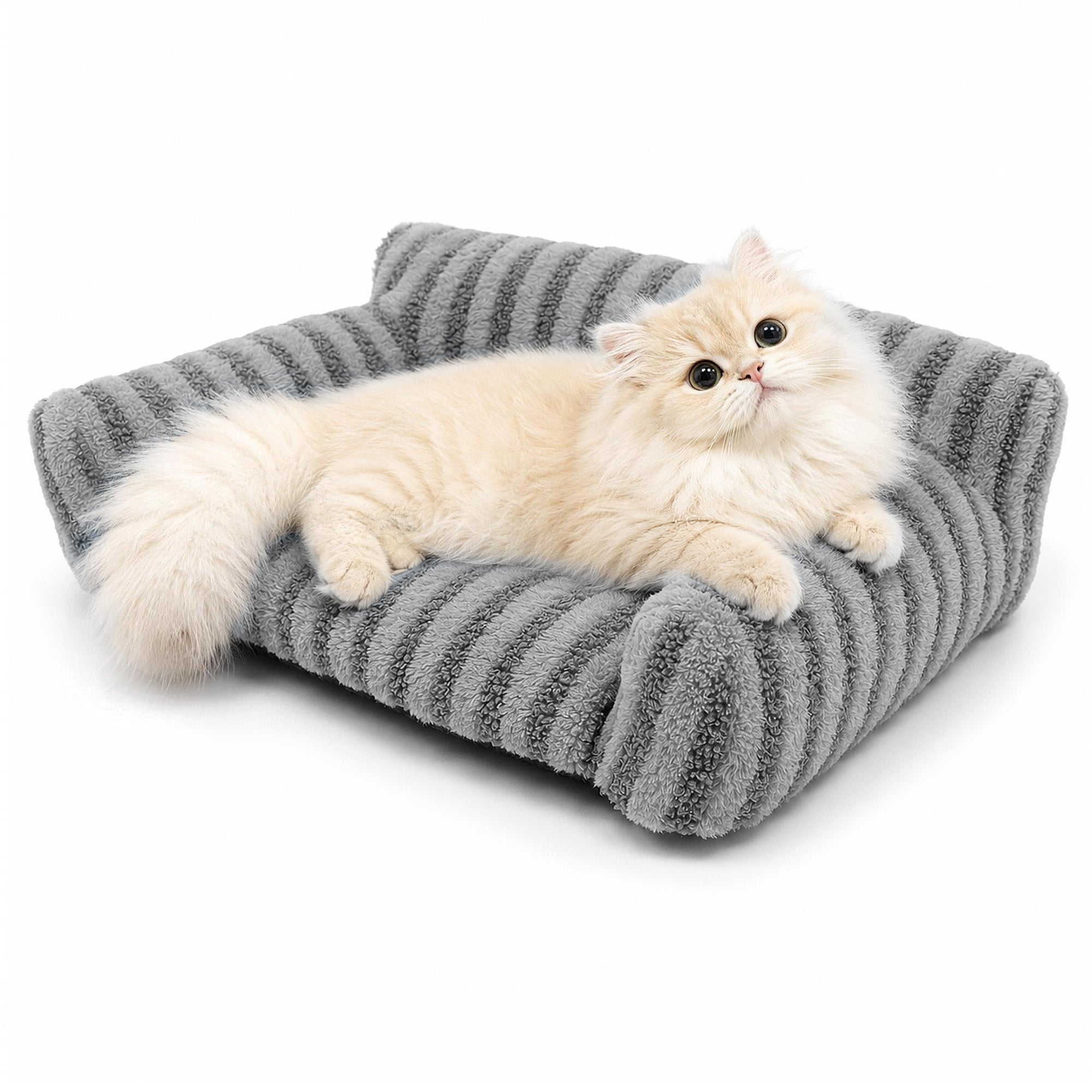 Foldable Plush Pet Sofa Bed for Dogs & Cats – Cozy Bolster, Washable Removable Cover