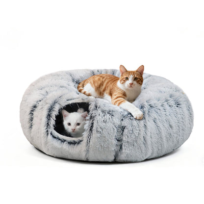 2-in-1 Foldable Cat Tunnel Bed Cave