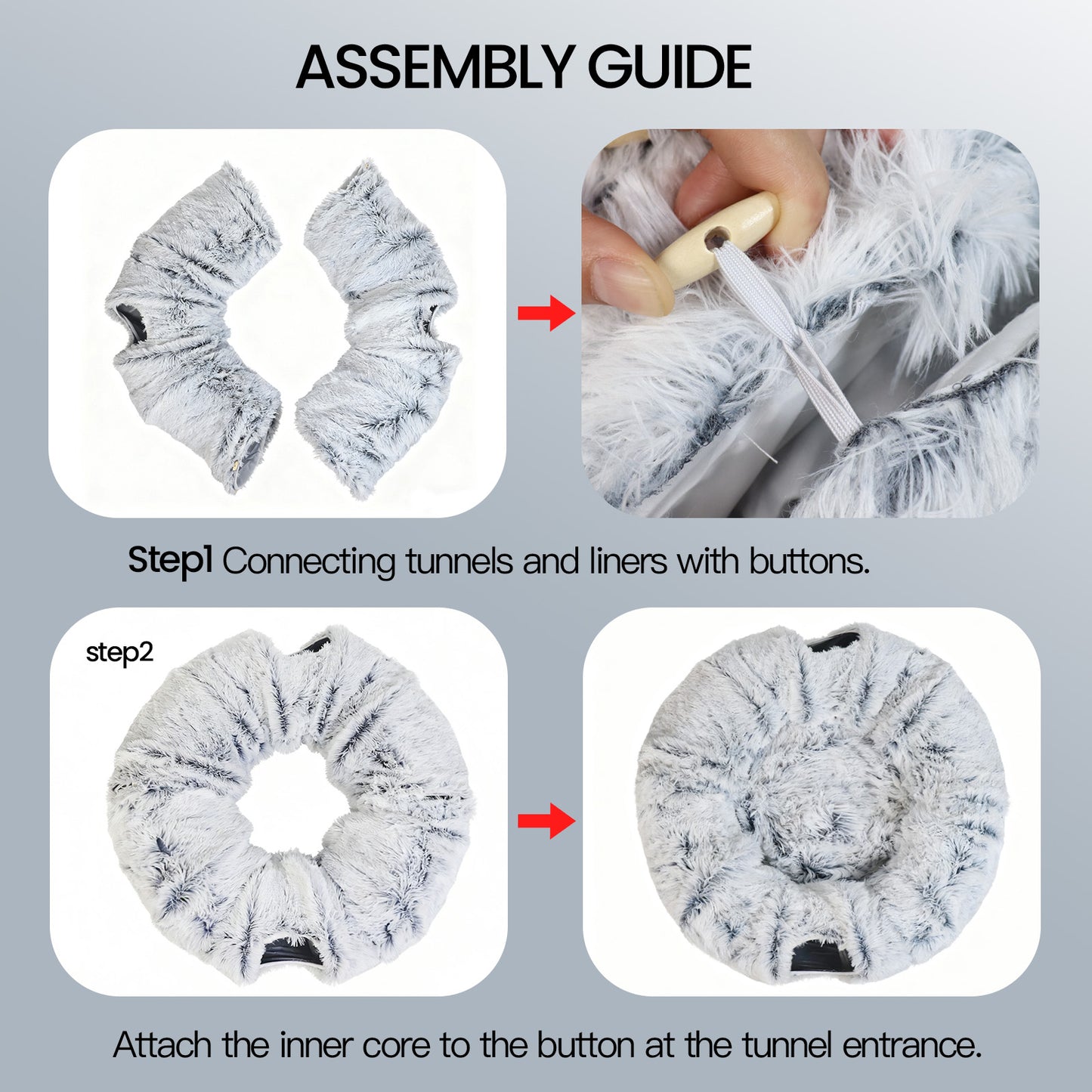 2-in-1 Foldable Cat Tunnel Bed Cave