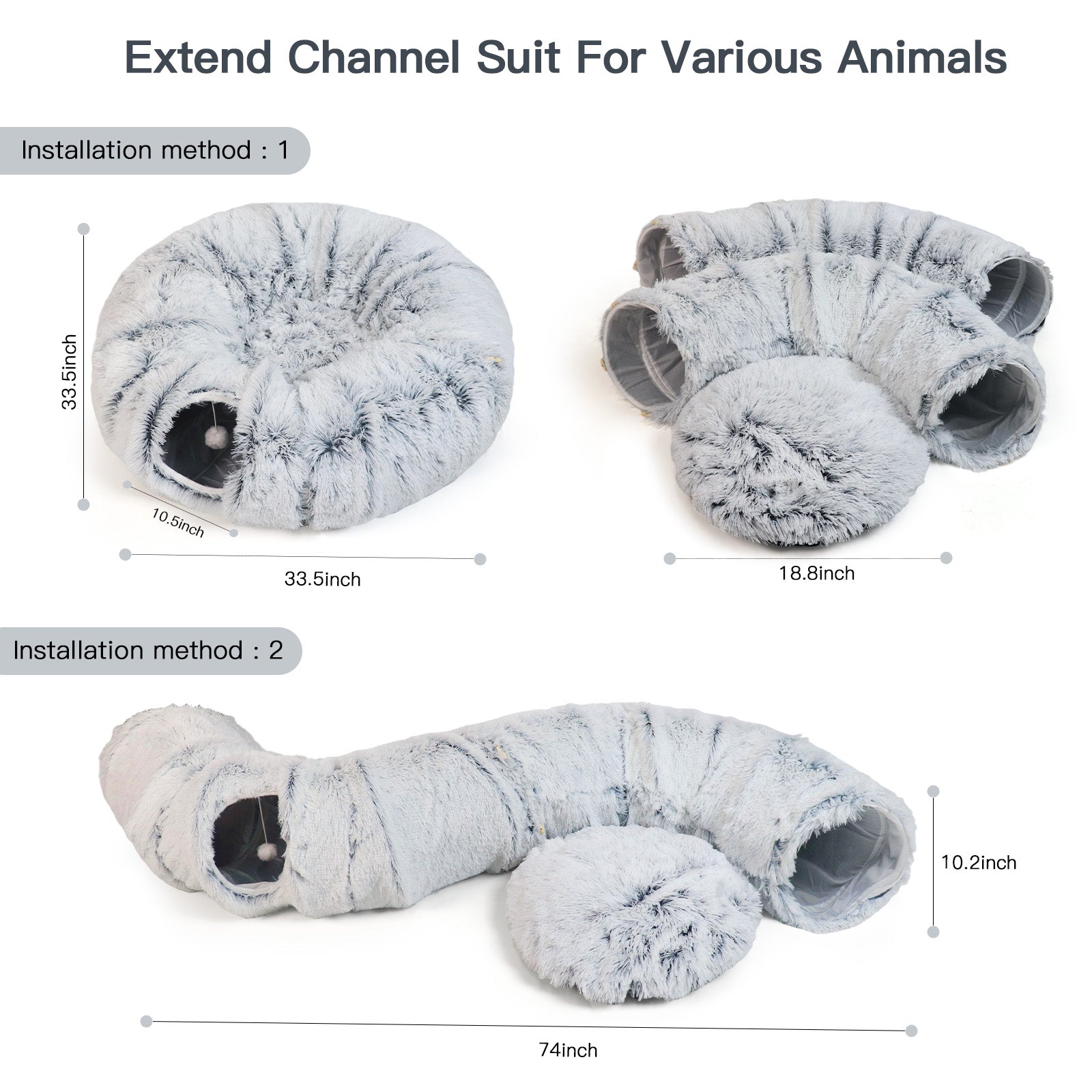 2-in-1 Foldable Cat Tunnel Bed Cave