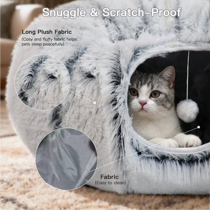 2-in-1 Foldable Cat Tunnel Bed Cave