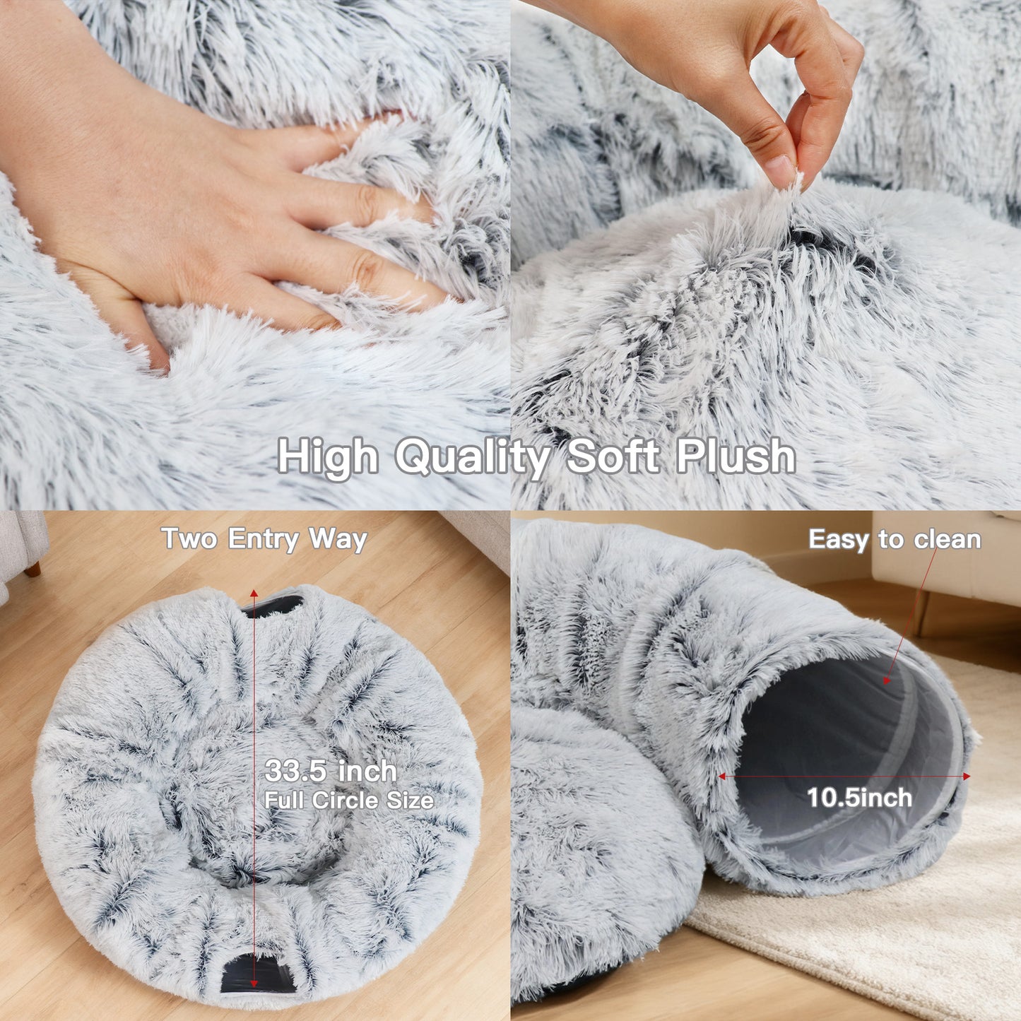 2-in-1 Foldable Cat Tunnel Bed Cave