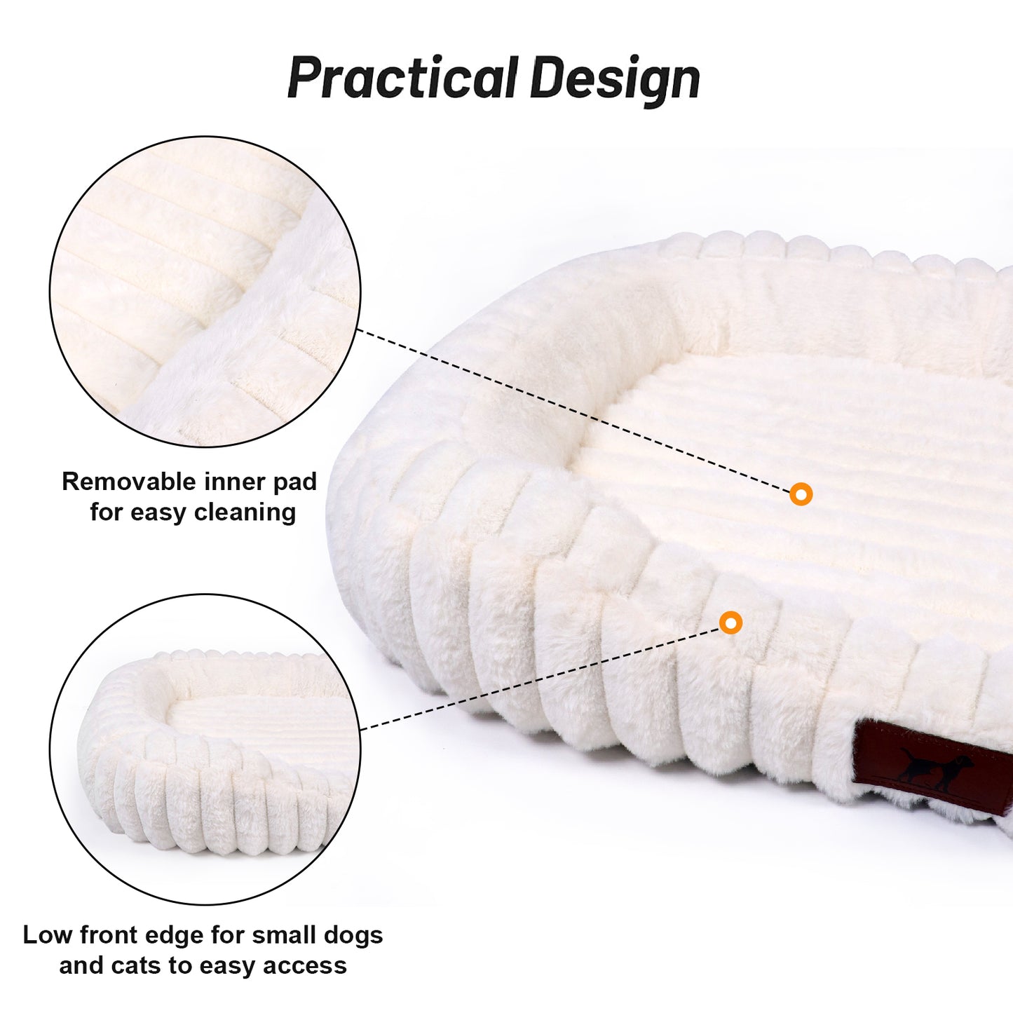 Washable Bolster Dog & Cat Bed with Removable Inner Cushion