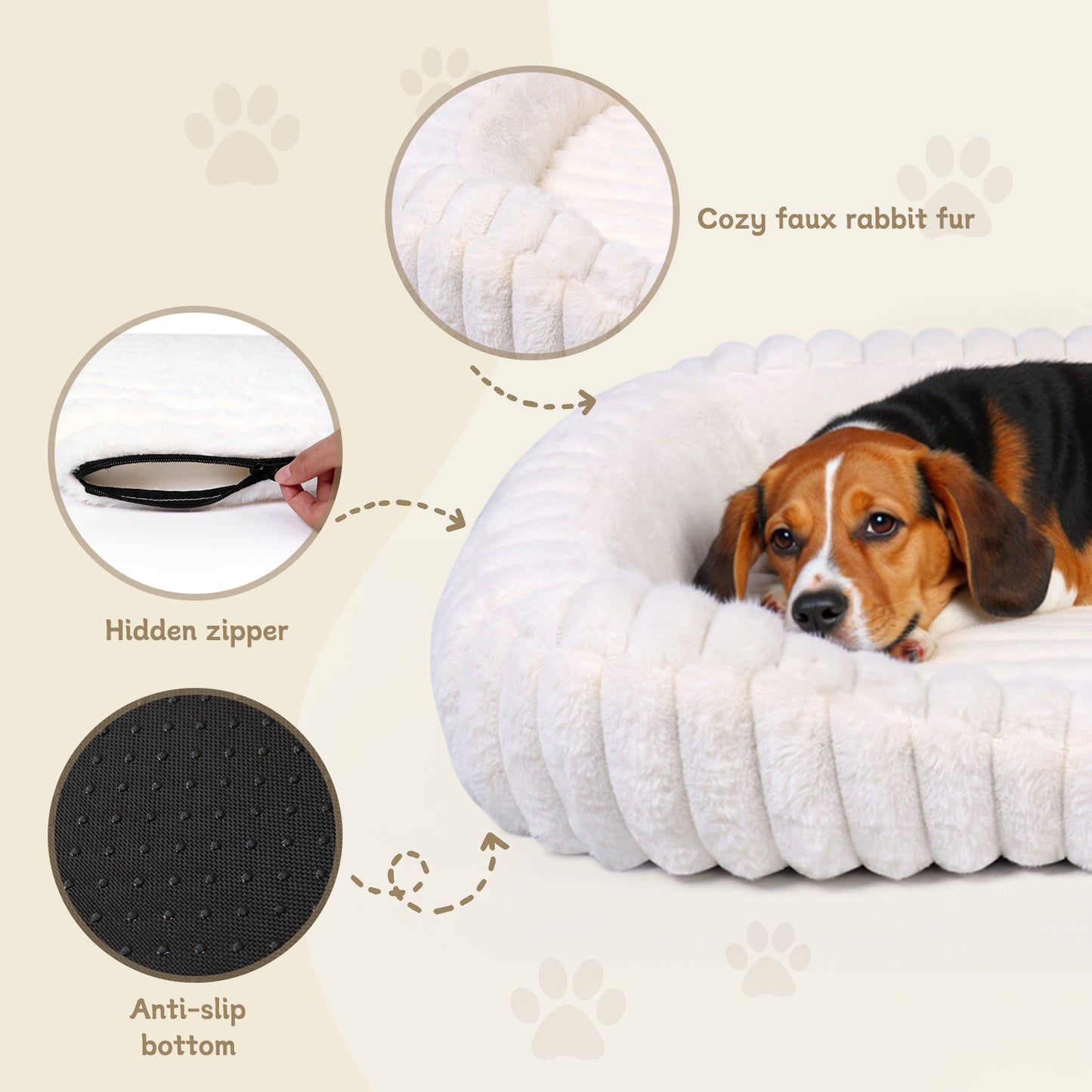 Washable Bolster Dog & Cat Bed with Removable Inner Cushion