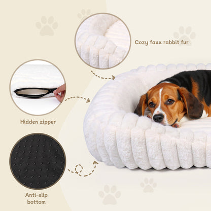 Washable Bolster Dog & Cat Bed with Removable Inner Cushion