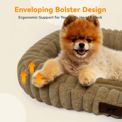 Washable Bolster Dog & Cat Bed with Removable Inner Cushion