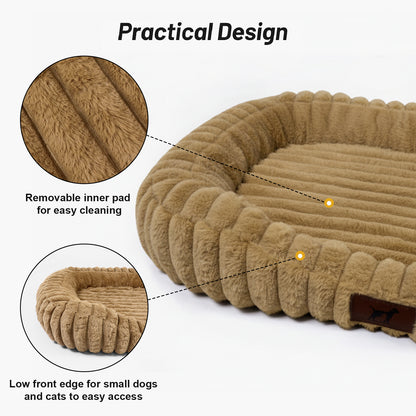 Washable Bolster Dog & Cat Bed with Removable Inner Cushion