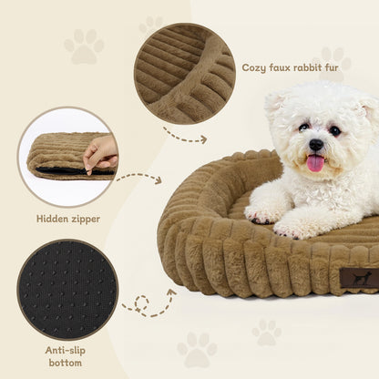 Washable Bolster Dog & Cat Bed with Removable Inner Cushion