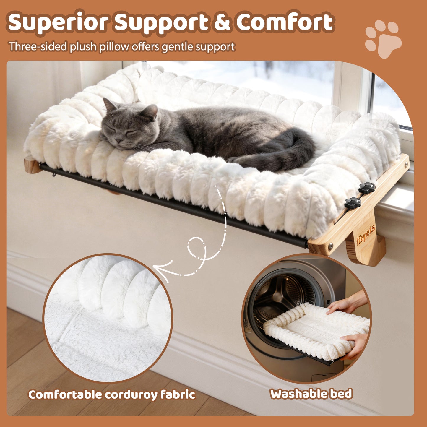 Cat Window Perch & Windowsill Bed ,White