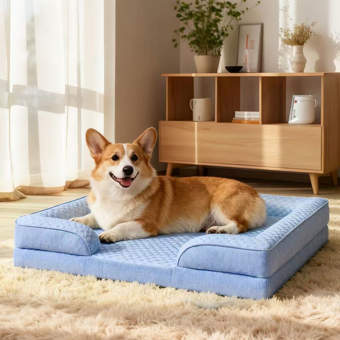 Summer Cooling Orthopedic Bolster Dog Bed