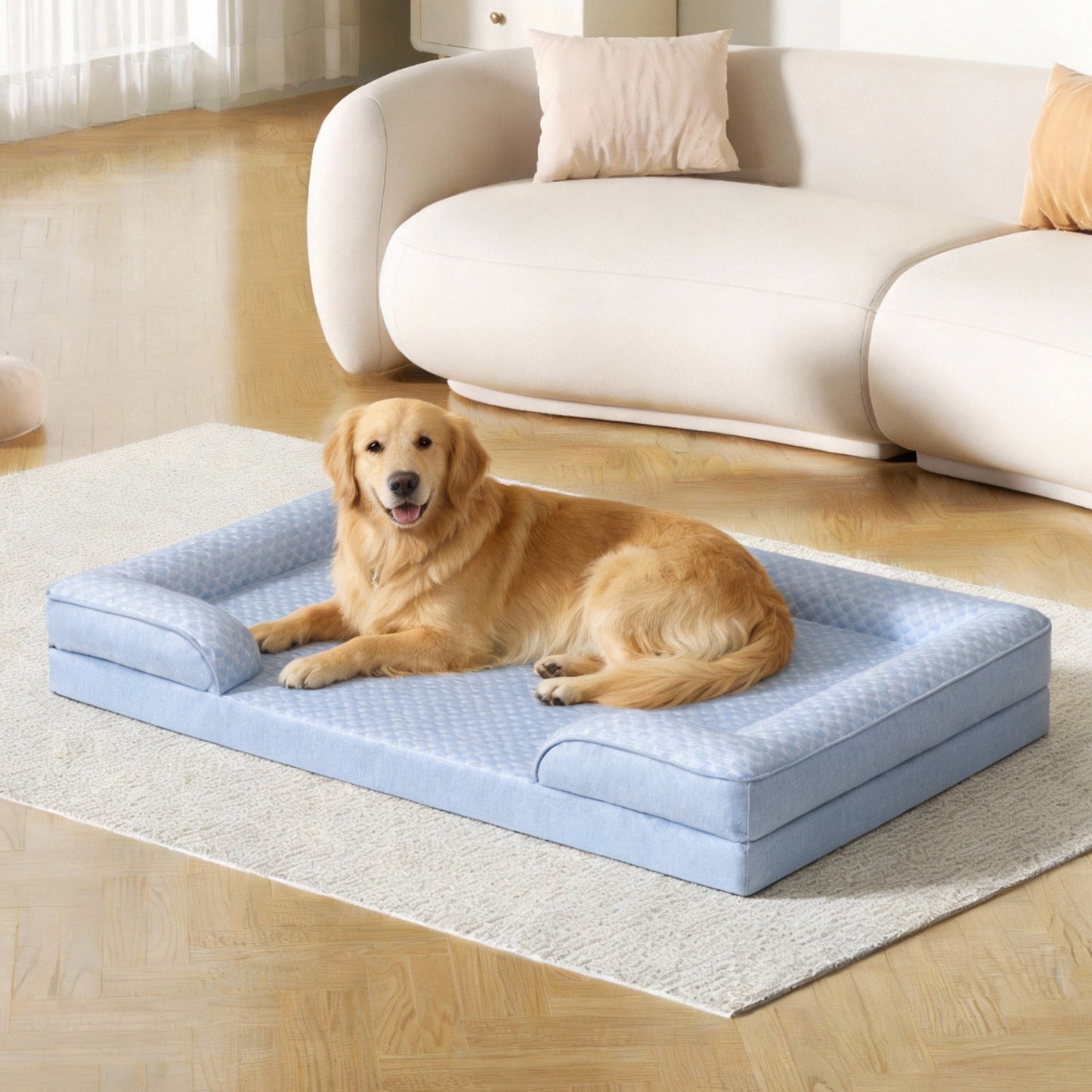 Summer Cooling Orthopedic Bolster Dog Bed