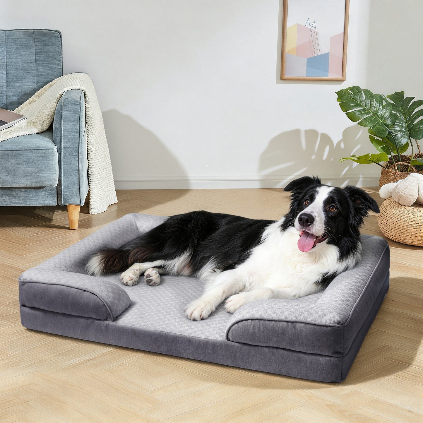 Summer Cooling Orthopedic Bolster Dog Bed
