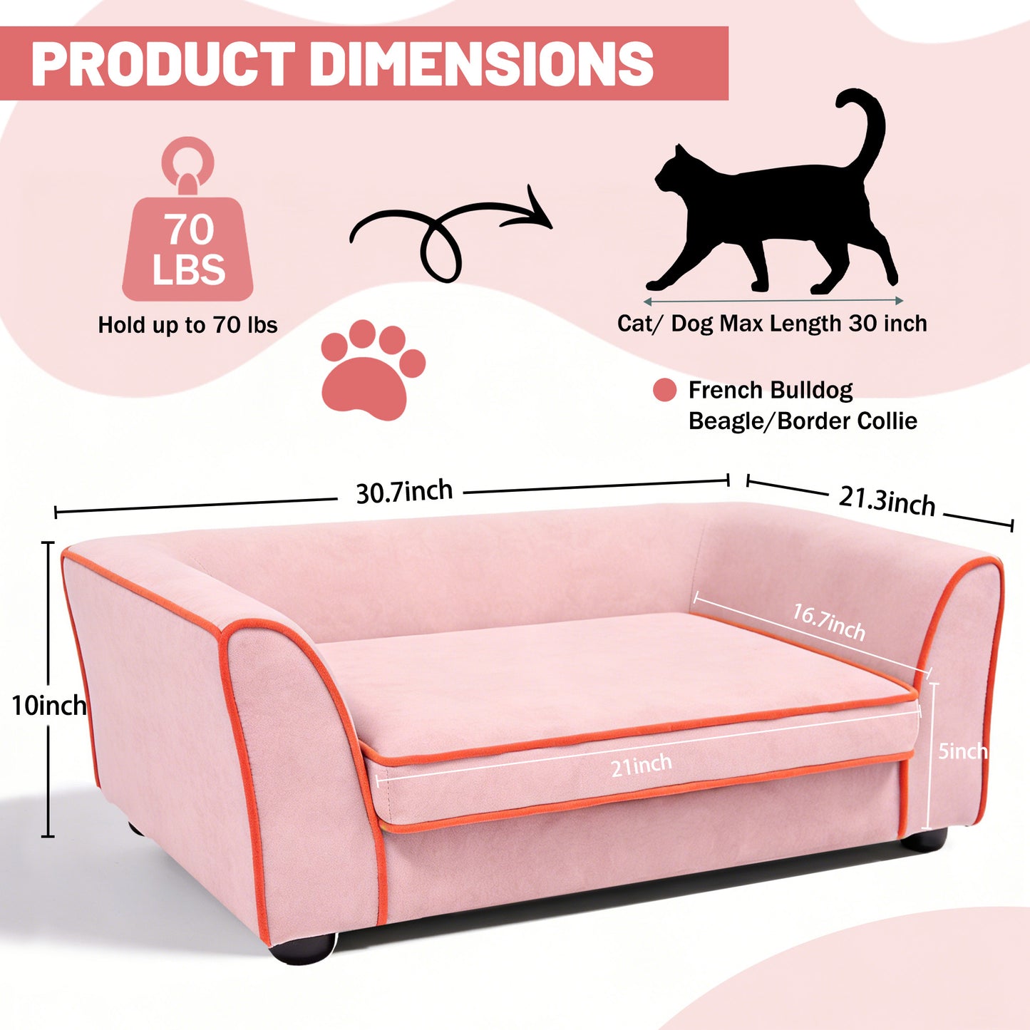 Fully Assembled Wooden Dog & Cat Sofa Bed
