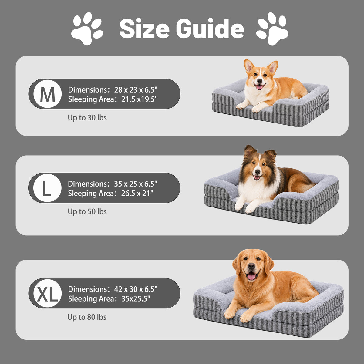 LFC PETS Orthopedic Memory Foam Bolster Dog Bed with Removable Washable Cover