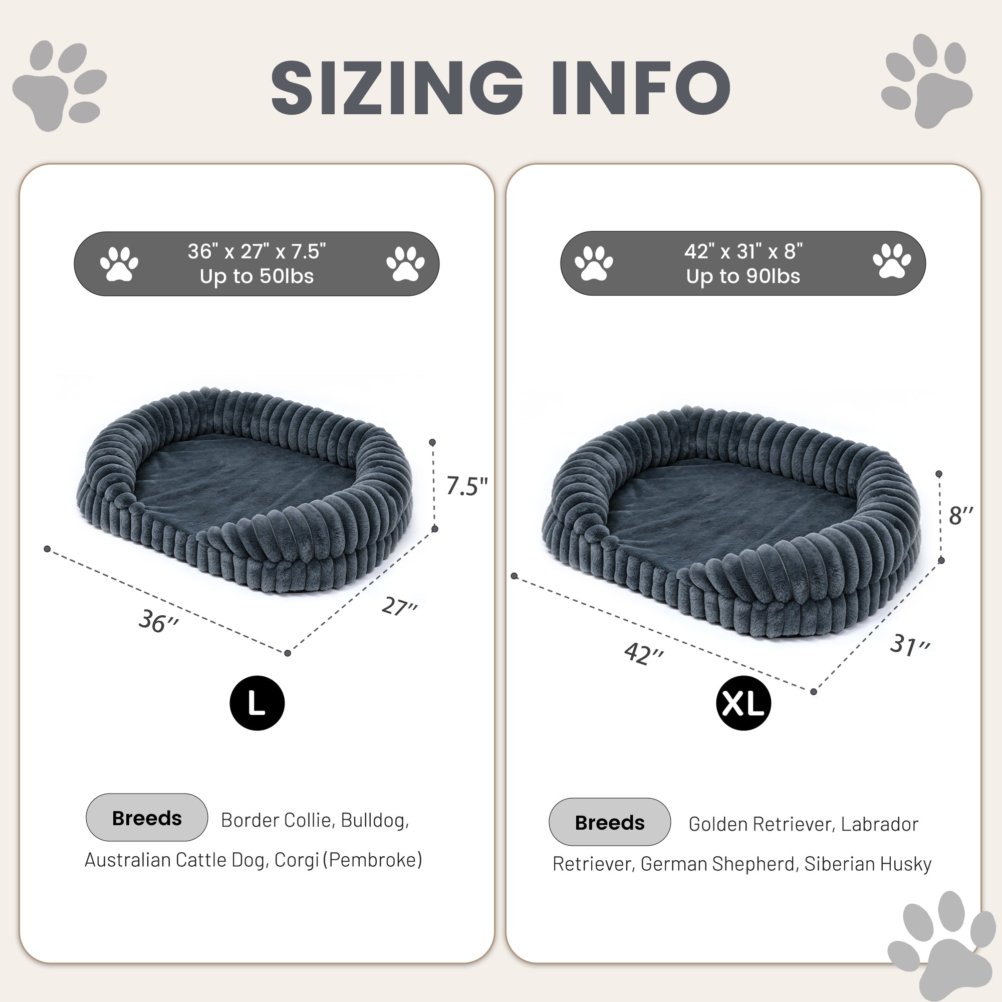 LFC PETS Croissant-Shaped Calming Bolster Dog & Cat Bed with Removable Washable Cover