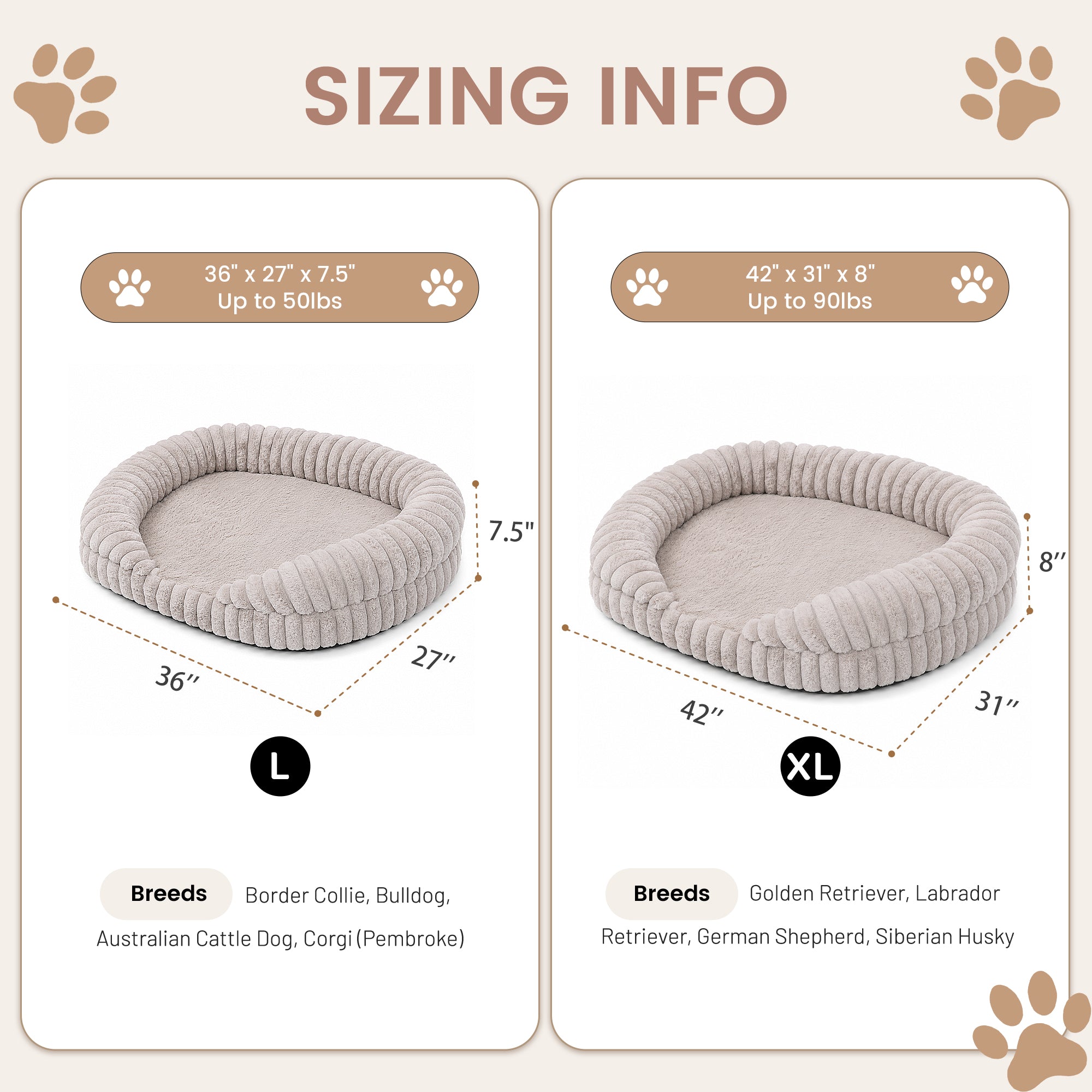 LFC PETS Croissant-Shaped Calming Bolster Dog & Cat Bed with Removable Washable Cover