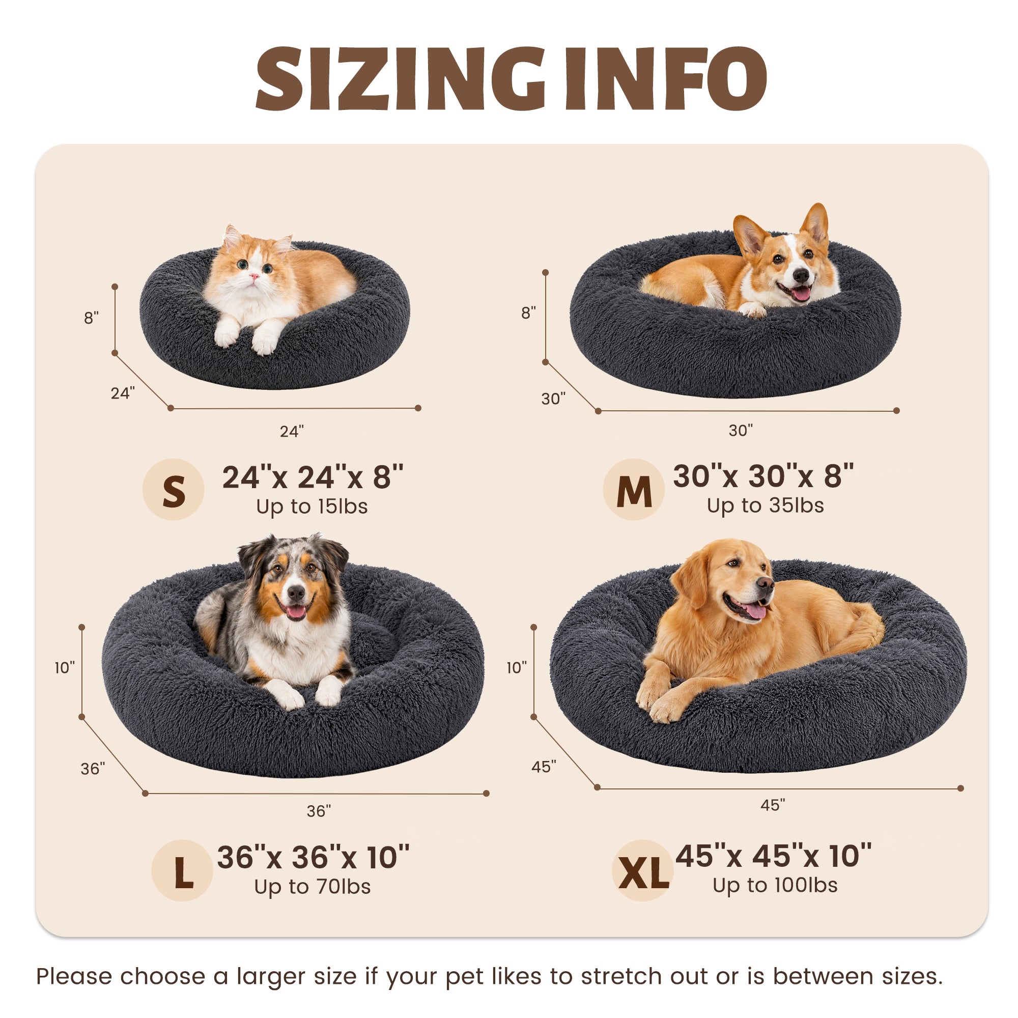LFC PETS Calming Waterproof Donut Memory Foam Cuddler Bolster Dog & Cat Bed with Removable Washable Cover