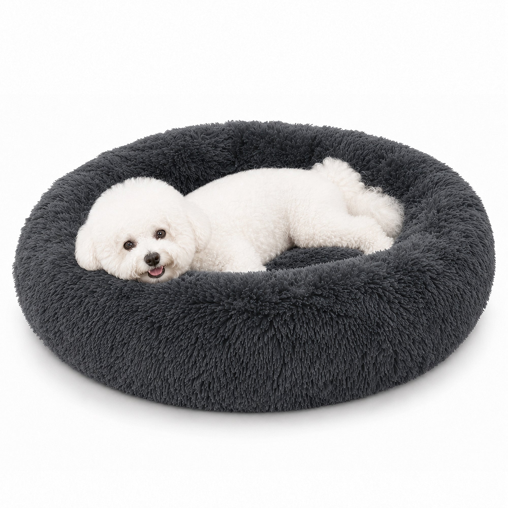 LFC PETS Calming Waterproof Donut Memory Foam Cuddler Bolster Dog & Cat Bed with Removable Washable Cover