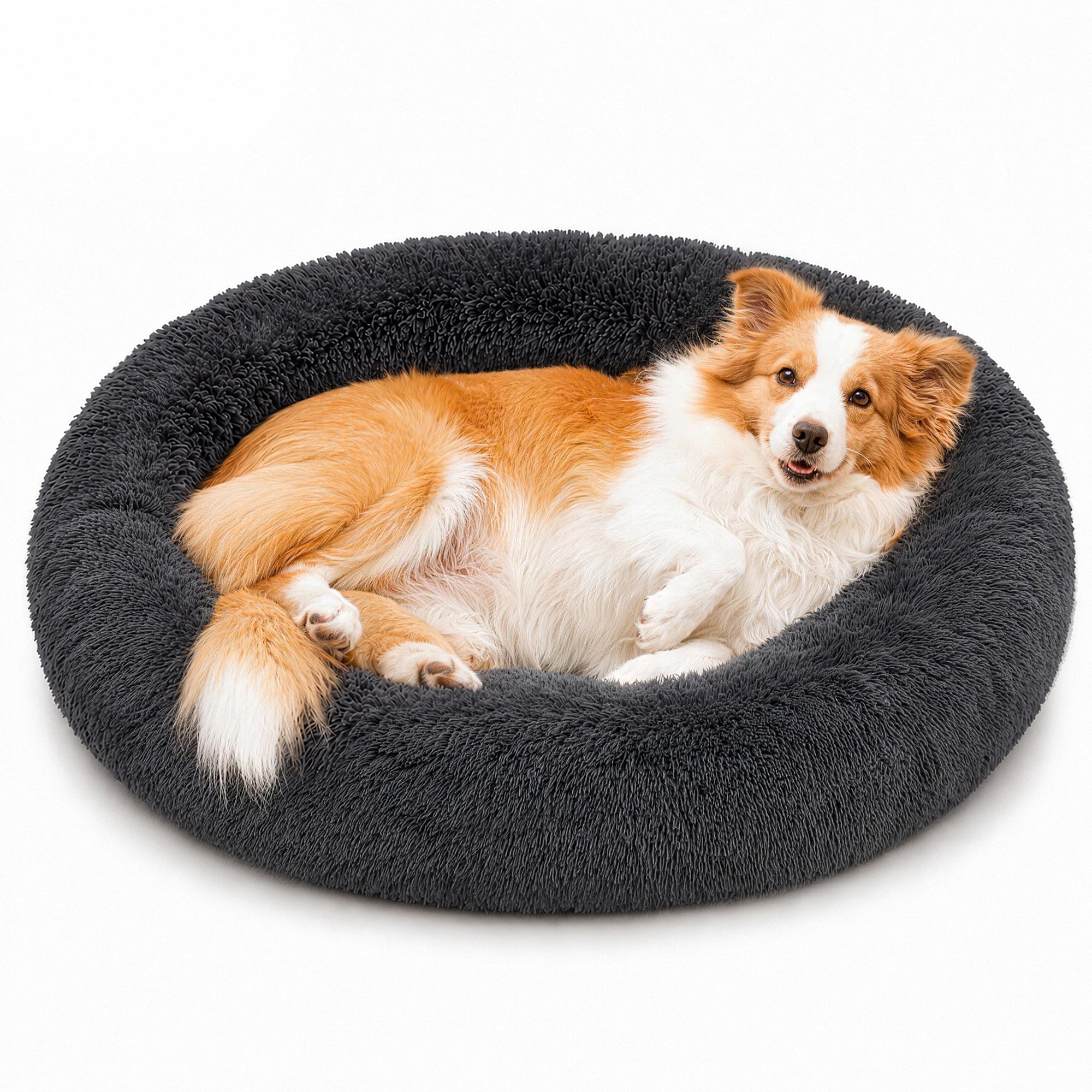 LFC PETS Calming Waterproof Donut Memory Foam Cuddler Bolster Dog & Cat Bed with Removable Washable Cover