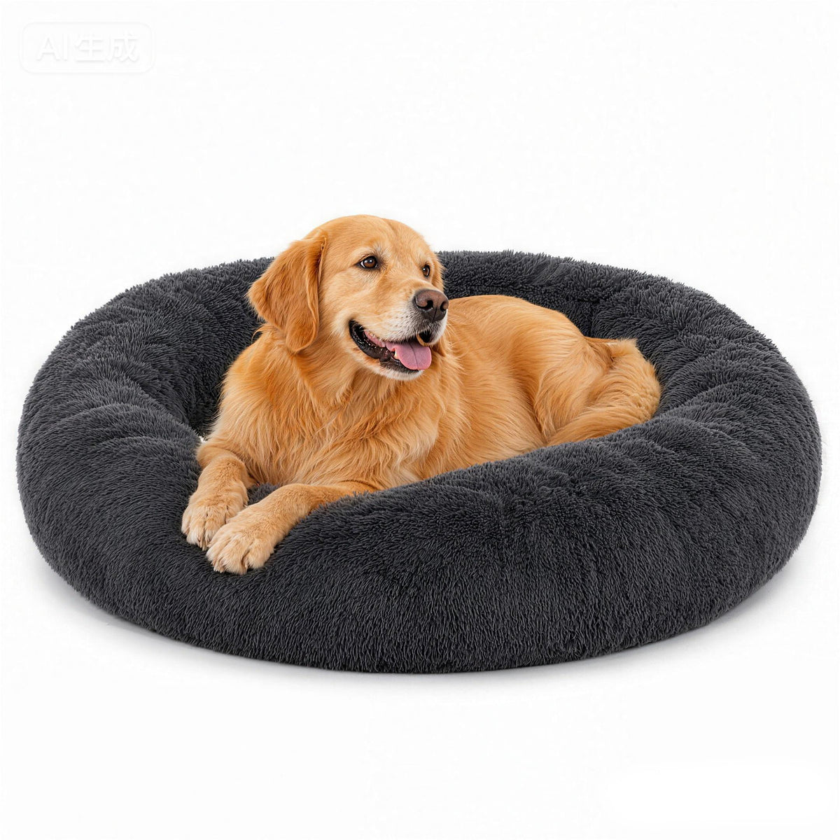 LFC PETS Calming Waterproof Donut Memory Foam Cuddler Bolster Dog & Cat Bed with Removable Washable Cover