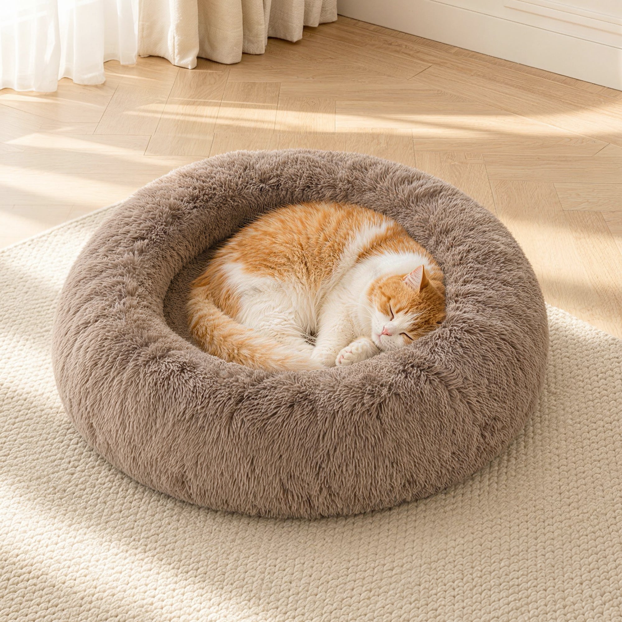 LFC PETS Calming Waterproof Donut Memory Foam Cuddler Bolster Dog & Cat Bed with Removable Washable Cover