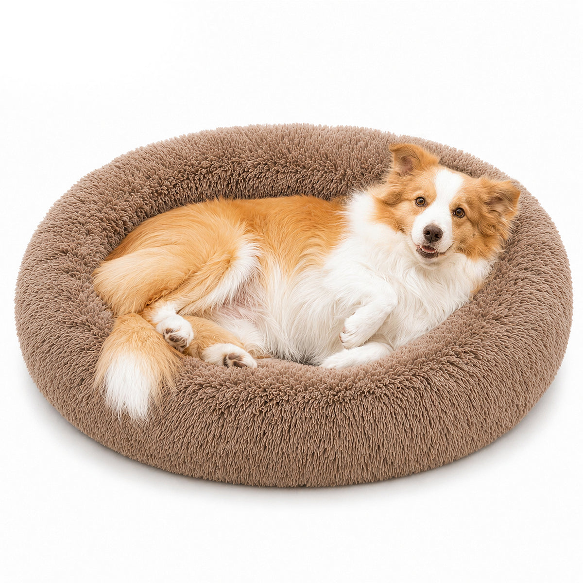 LFC PETS Calming Waterproof Donut Memory Foam Cuddler Bolster Dog & Cat Bed with Removable Washable Cover