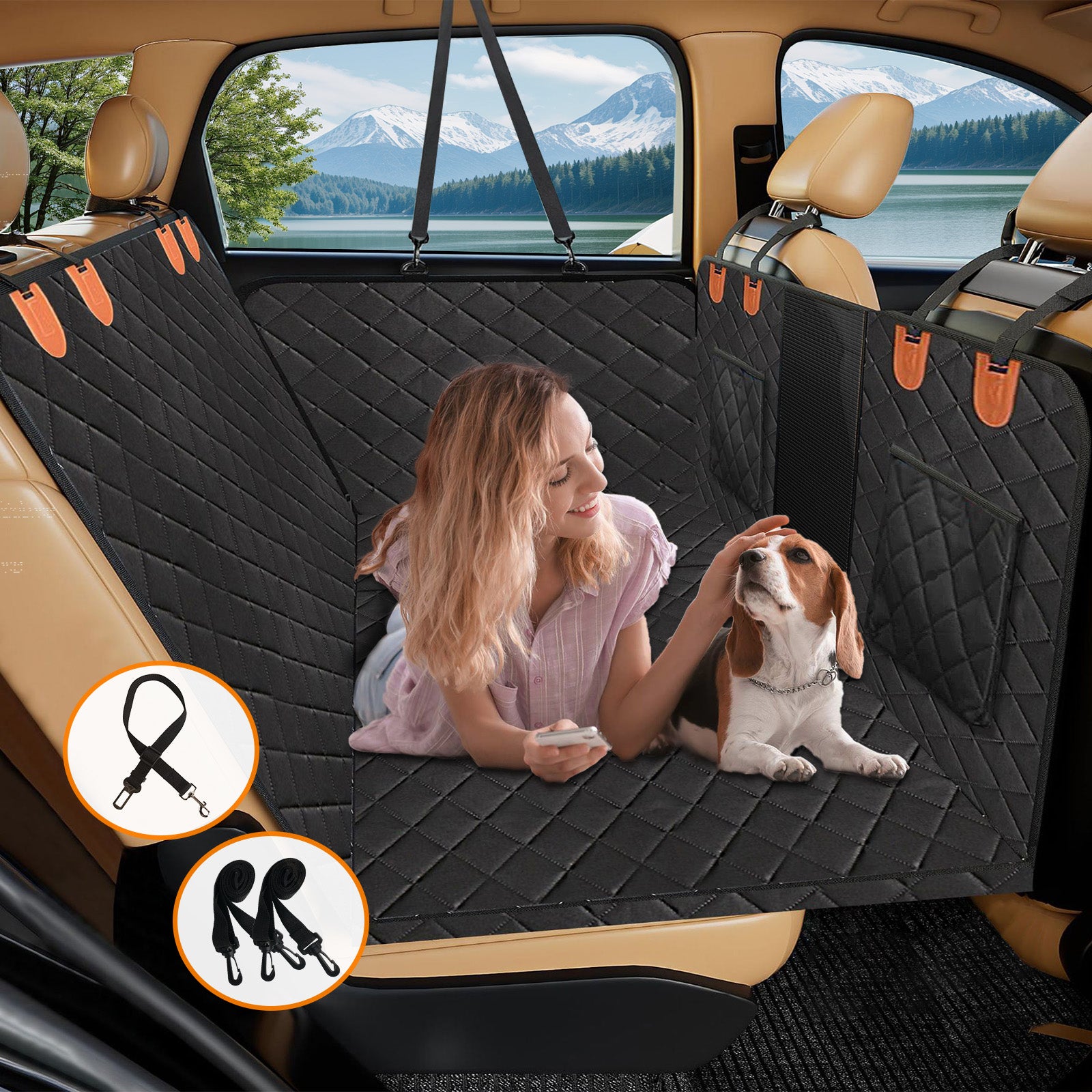 Water-resistant Back Seat Extender for Dog Car Seat Cover