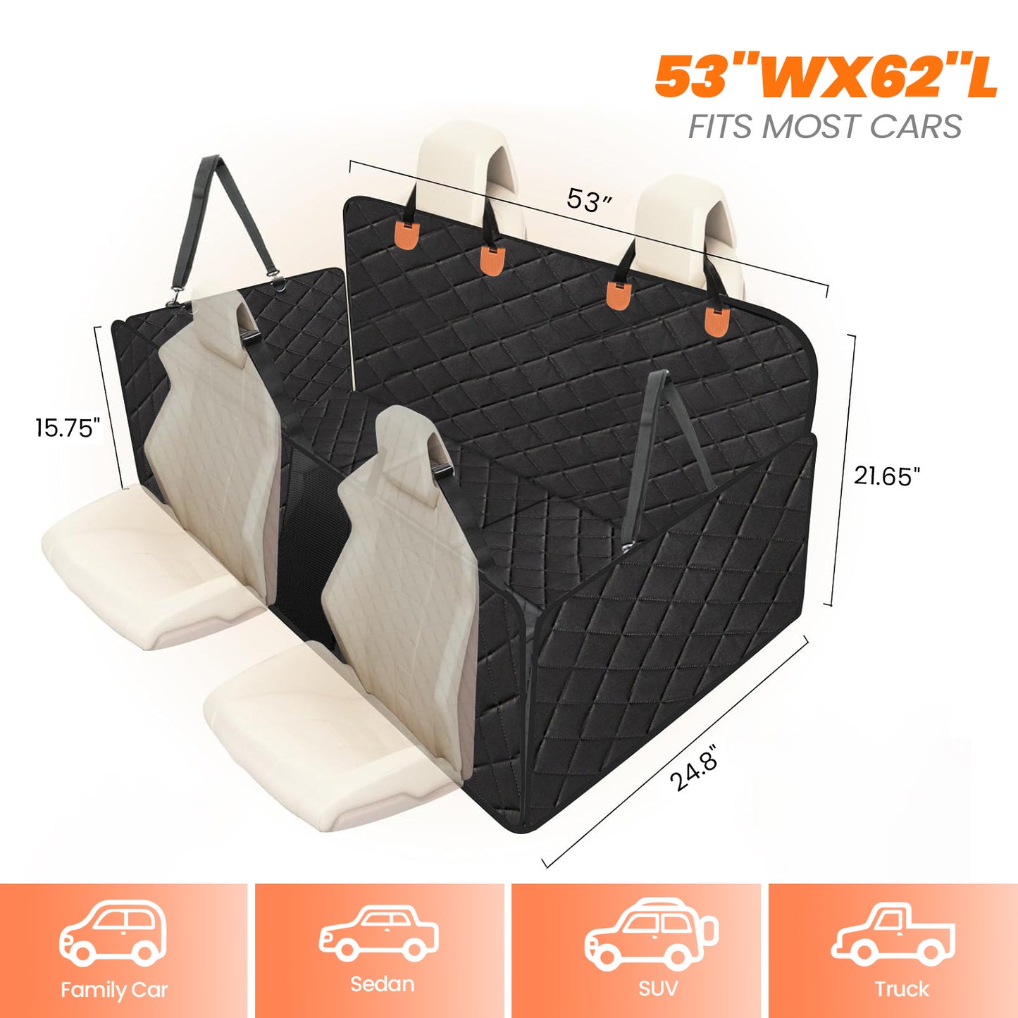 Water-resistant Back Seat Extender for Dog Car Seat Cover
