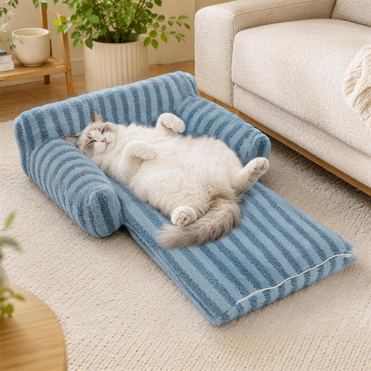 Foldable Plush Pet Sofa Bed for Dogs & Cats – Cozy Bolster, Washable Removable Cover