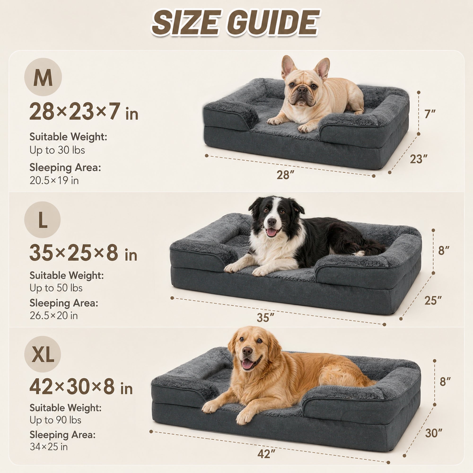Cozy Orthopedic Sofa Dog Bed with High Back & Removable Washable Cover