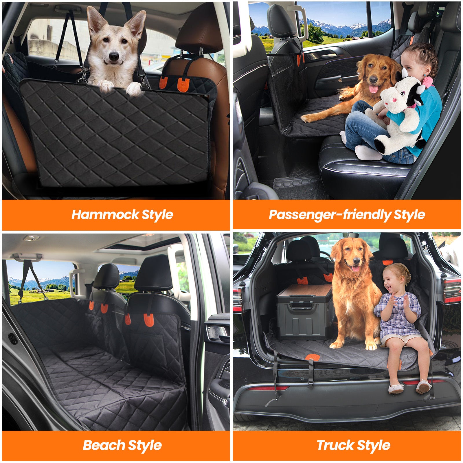 Water-resistant Back Seat Extender for Dog Car Seat Cover