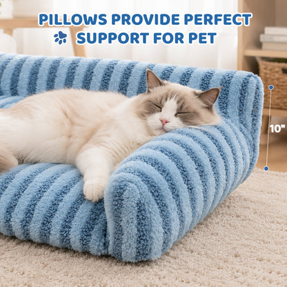 Foldable Plush Pet Sofa Bed for Dogs & Cats – Cozy Bolster, Washable Removable Cover