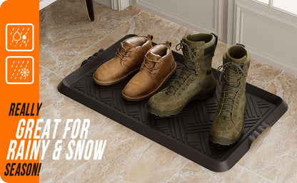 Rubber Boot Tray, Shoe Trays for Entryway with Raised Edge