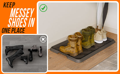 Rubber Boot Tray, Shoe Trays for Entryway with Raised Edge