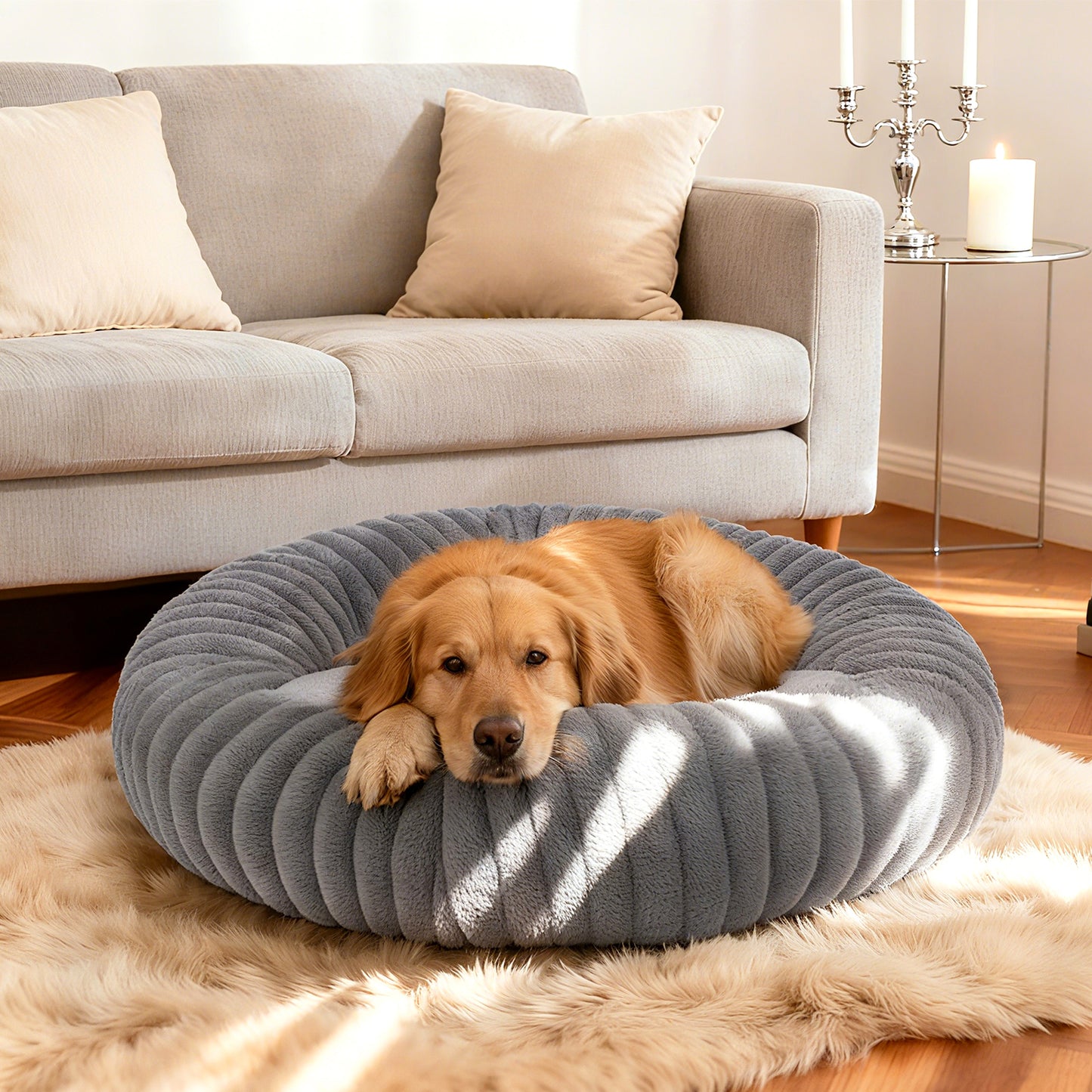 Calming Donut Dog Bed Anti-Anxiety for Small Medium Large Dogs