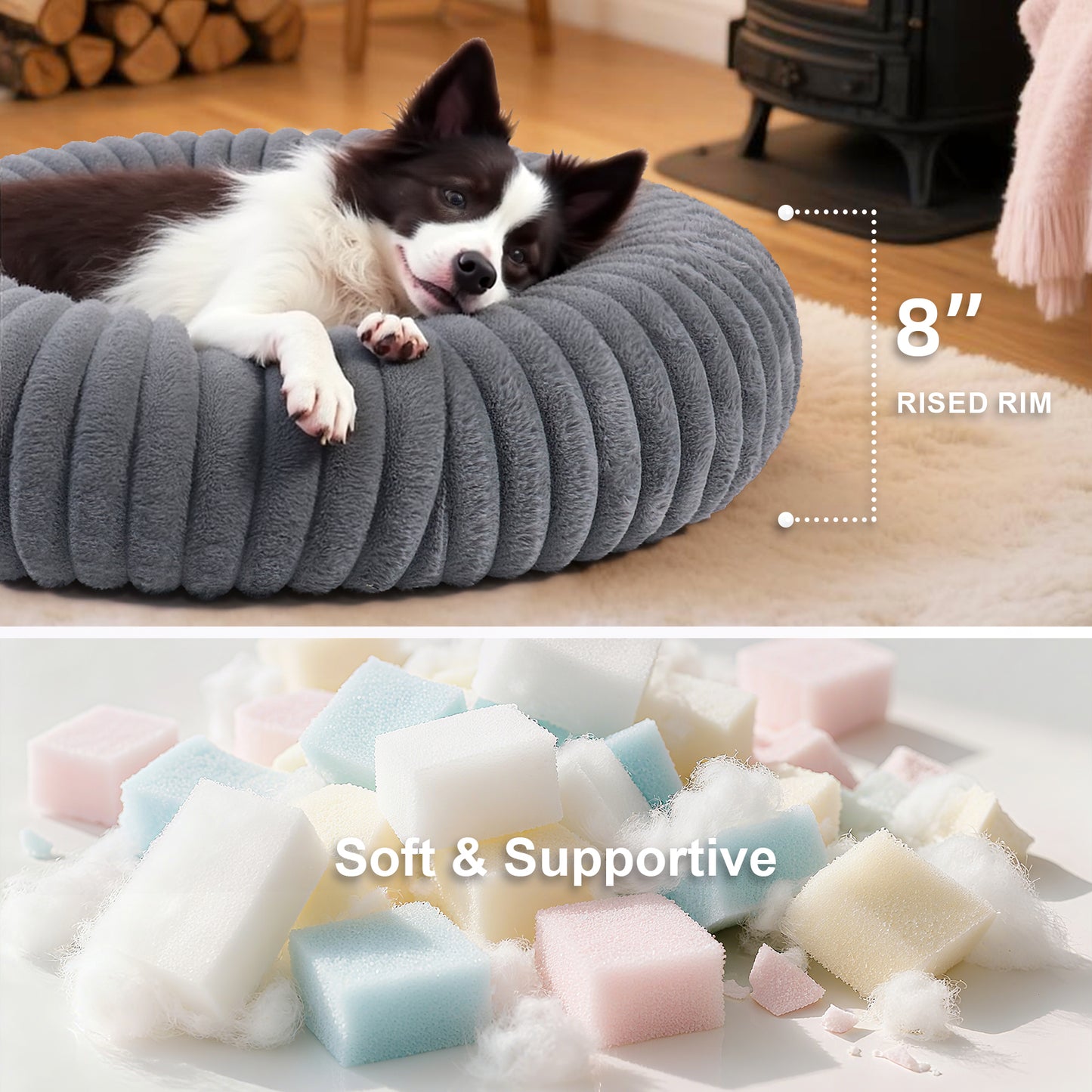 Calming Donut Dog Bed Anti-Anxiety for Small Medium Large Dogs