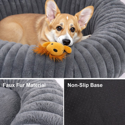 Calming Donut Dog Bed Anti-Anxiety for Small Medium Large Dogs