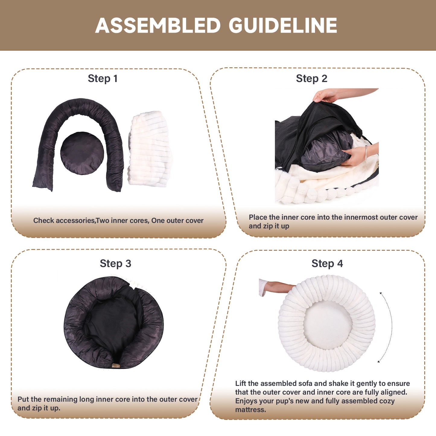 Calming Donut Dog Bed Anti-Anxiety for Small Medium Large Dogs