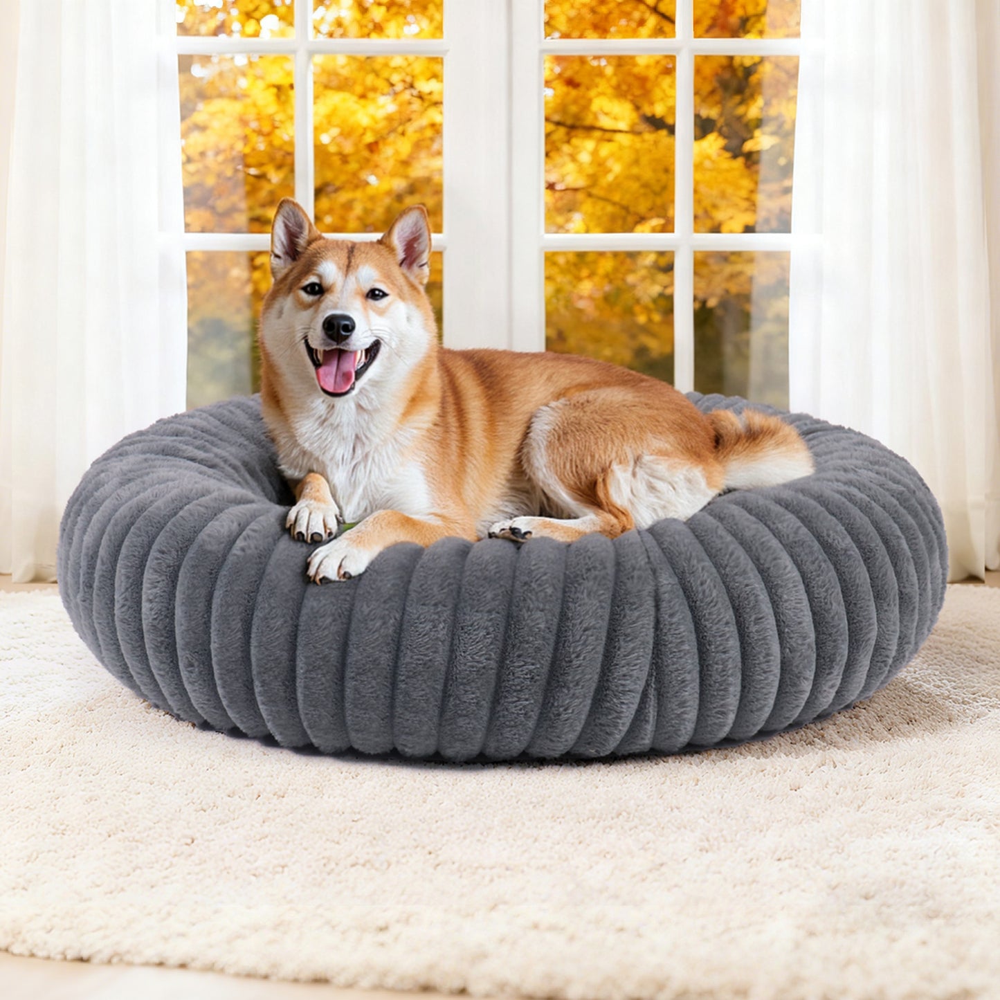 Calming Donut Dog Bed Anti-Anxiety for Small Medium Large Dogs