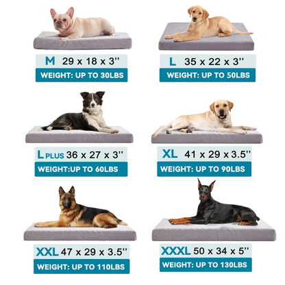 LFC PETS  Memory Foam Dog Bed with Removable Cover and Waterproof Liner