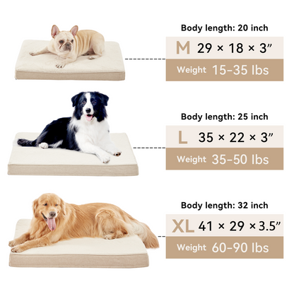 Plush Memory Foam Orthopedic Dog Beds with Removable Washable Cover & Waterproof Lining