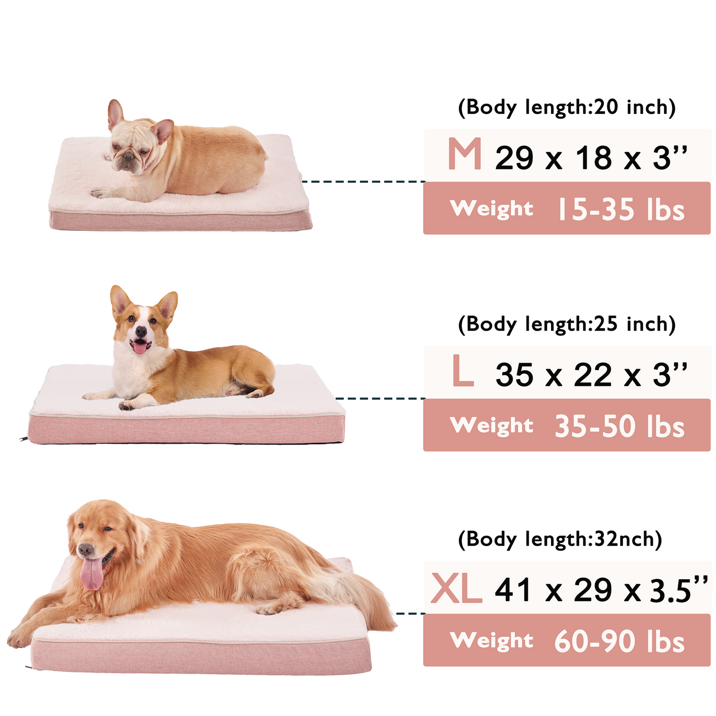 Plush Memory Foam Orthopedic Dog Beds with Removable Washable Cover & Waterproof Lining