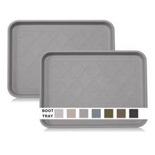 Load image into Gallery viewer, LFC PETS Boot Tray for Entryway Indoor, Heavy Duty Shoe Mat Tray 2 Packs, 16.7&quot;x12.8&quot; Waterproof Shoe Tray with Raised Edge, Outdoor Multi-Purpose Tray for Boots, Shoes, Garden
